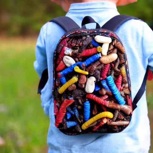 Image similar to a backpack filled with dirt and worms