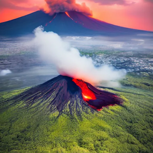 Image similar to photo of hawaii volcano erupting, award - winning photography, 4 k