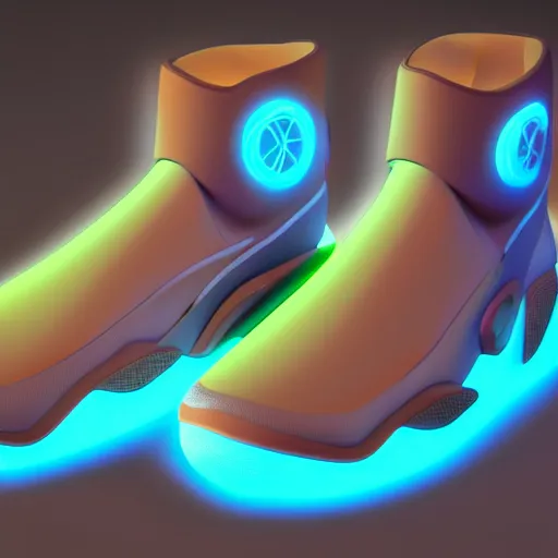 Image similar to nike mags, glow, neon, centered, designed by sawoozer, ultra detailed, artstation, akitipe studios, octane render 8 k, vray render 4 k, realistic