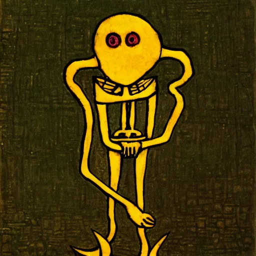 Image similar to squidward as a dark souls boss by paul klee