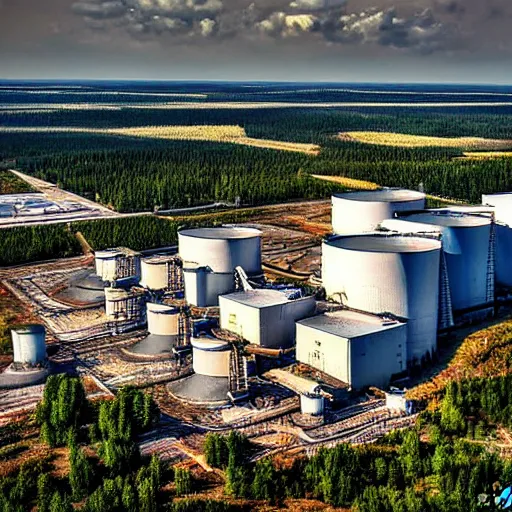 Prompt: chernobyl powerplant in a stunning landscape by bernardo belotto
