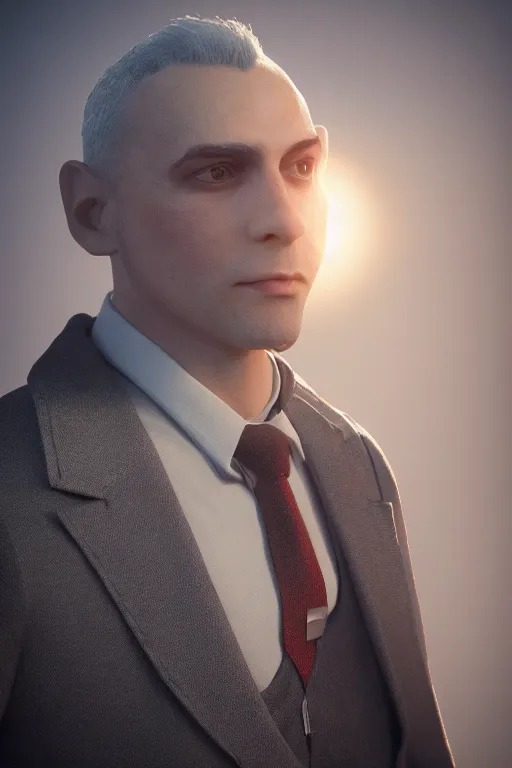 Prompt: the Sun, wearing a formal overcoat, portait photo profile picture, hyperrealistic concept art, octane render, unreal engine 5, digital art hi