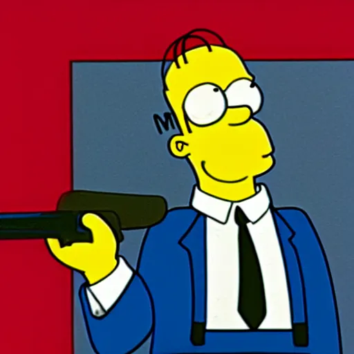 Prompt: still of homer simpson in the movie american psycho