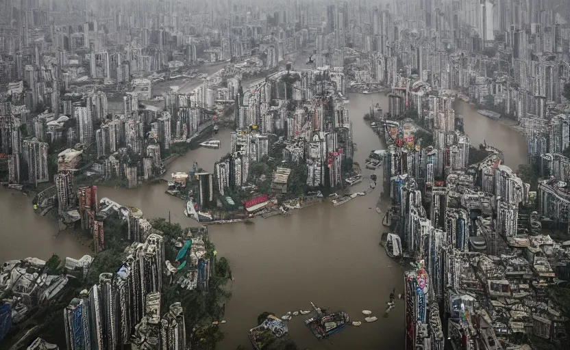 Prompt: a photo of wuhan covered in giant virus and disgusting maggots, slimy river, decrepit bridge, cinematic, 8 k, disturbing, horror, highly detailed