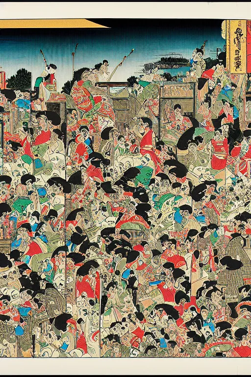 Prompt: An illustration of Copacabana in Rio de Janeiro in the style of Utagawa Kunisada in high resolution.