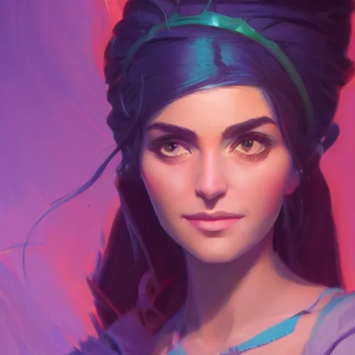 Image similar to beautiful female portrait, maya ali mage, gloomhaven, dynamic lighting, gaudy colors, octane render aesthetic, matte painting concept art, official fanart behance hd artstation by jesper ejsing, by rhads and makoto shinkai and lois van baarle and ilya kuvshinov and rossdraws