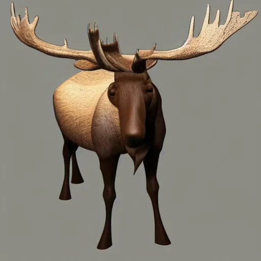 Prompt: i designed my 3 d model of a moose in cad, the textures are very low resolution but i am proud of what i accomplished