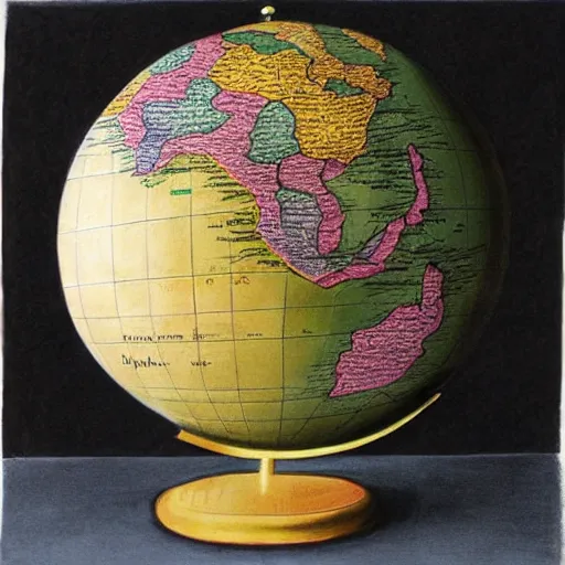 Prompt: world map globe drawing, pencil arts