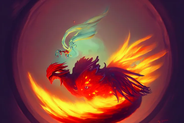 Prompt: little poisonous phoenix climbs out of a broken big egg, peter mohrbacher style, ray tracing, cinematic, digital art, realistic,