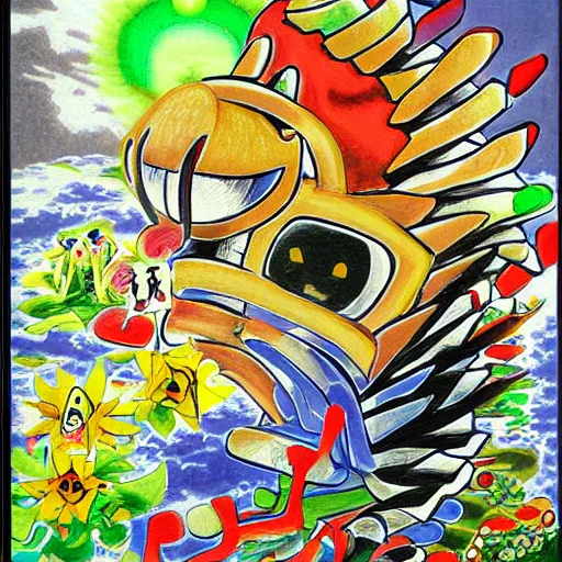 Image similar to a painting ken sugimori did when he was deeply schizophrenic