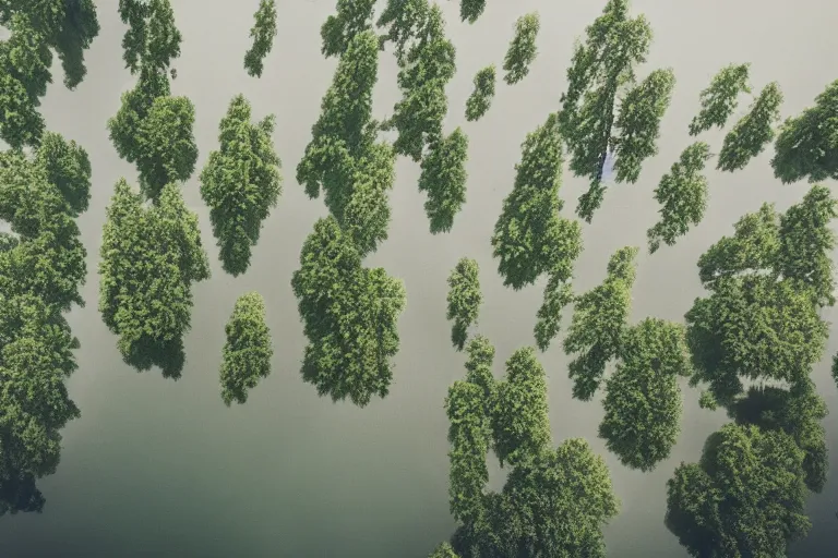 Image similar to soundwaves on a lake that turns into trees