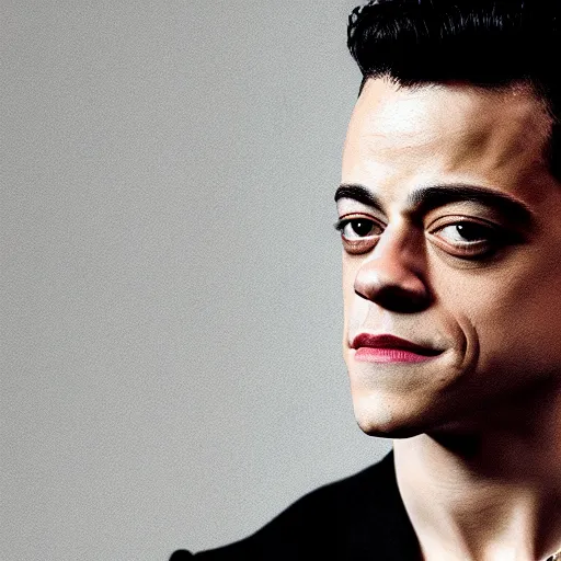 Prompt: a portrait of Rami Malek.