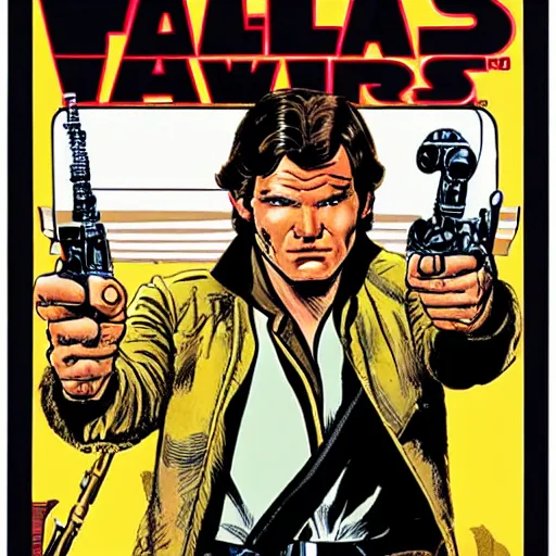 Prompt: han solo holding a pistol by will eisner