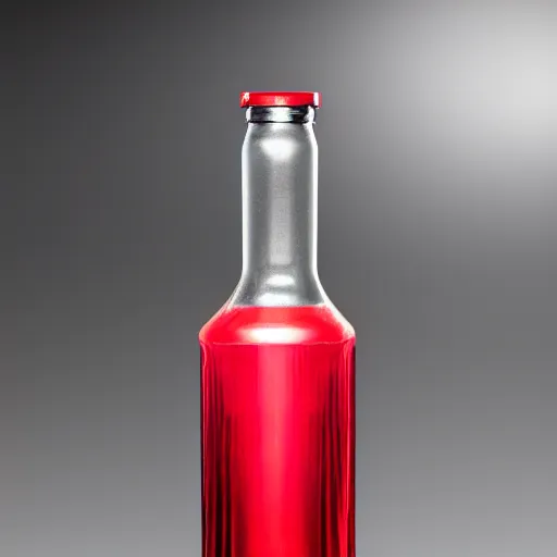 Prompt: an award - winning photo of a translucent glass vodka bottle in the shape and style of a propane cylinder with a red fire gradient in the background inside an industrial warehouse, dramatic studio lighting, 2 4 mm, wide angle lens, ƒ / 8, behance, intricate details, 8 k