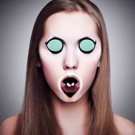 Image similar to girl with mouths instead of eyes