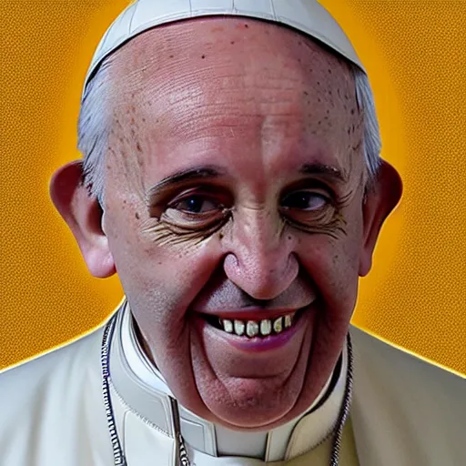 Image similar to pope francis as a muppet. highly detailed felt. hyper real photo. 4 k.