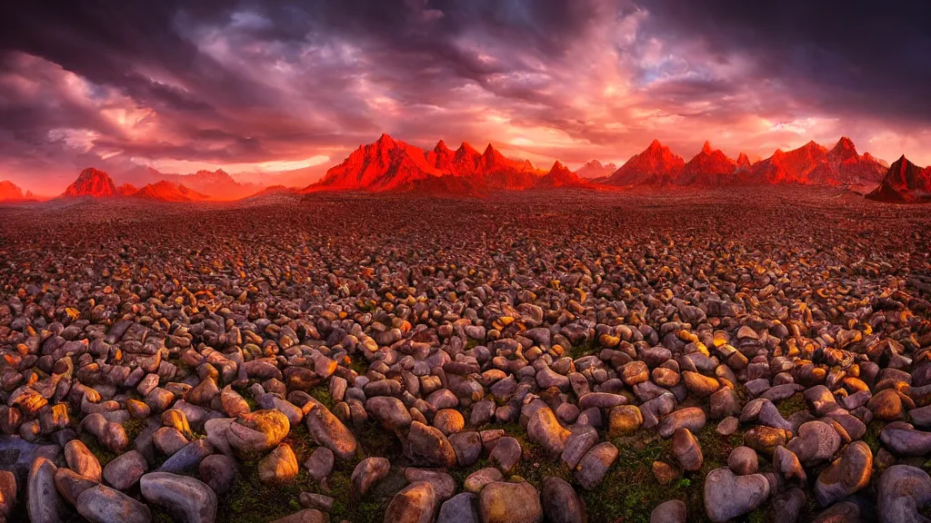 Prompt: amazing landscape photo of poop city, sunset by marc adamus, beautiful dramatic lighting