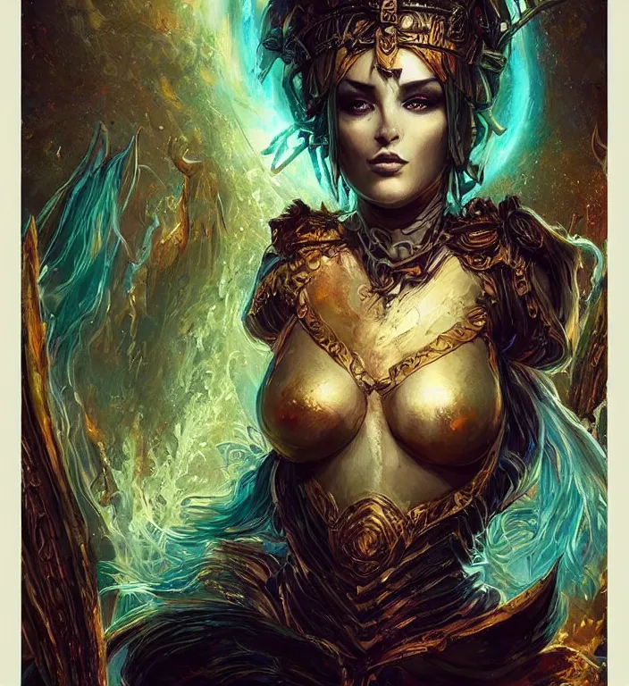 Image similar to a goddess, tarot card, dark souls colour scheme, coherent, kerem beyit, Karol Bak, featured on artstation, instagram HD