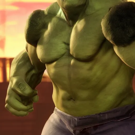 Image similar to The Hulk as a character in the game Valorant, with a background based on the game Valorant, detailed face, Gameplay Footage