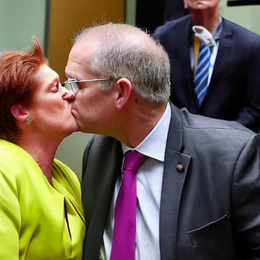 Image similar to scott morrison kissing pauline hanson