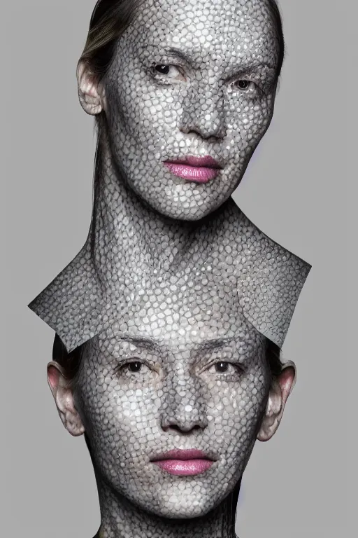 Image similar to portrait of a woman with reaction diffusion skin, high detail