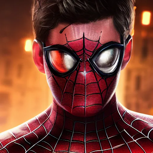 Image similar to Peter Parker as Spiderman , beaten face , heavy rain ,dramatic, intricate, highly detailed, concept art, smooth, sharp focus, illustration, Unreal Engine 5, 8K