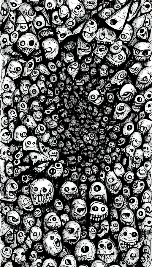 Prompt: a storm vortex made of many demonic eyes and teeth, by david eichenberg