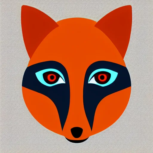 Image similar to an abstract, simplified icon depicting a fox's head with glowing eyes, glowing eyes, white background, elegant, award-winning, clever, render, blender, 3d, high quality, app, ios