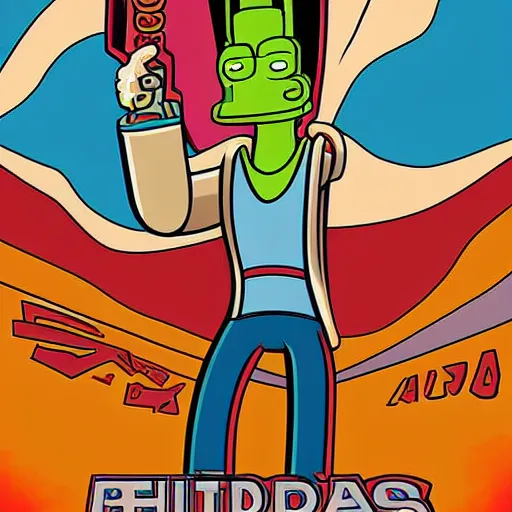 Image similar to highly detailed award winning digital art futurama propaganda poster