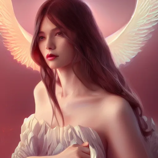 Prompt: Lucifer as a beautiful lady, 4k digital character design by Artgerm, WLOP, beeple, Hi-Fructose, James Jean, Andrei Riabovitchev, Marc Simonetti, yoshitaka Amano, Artstation, CGsociety