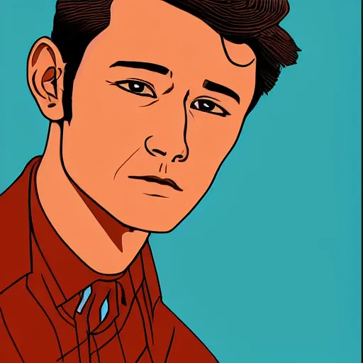 Prompt: joseph gordon - levitt retro minimalist portrait by moebius, crystalline, detailed illustration, sharp focus, crisp lines, jean giraud moebius comic illustration, 8 k