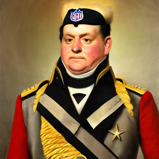 Image similar to facial portrait of nfl detroit lions dictator, military uniform, 1 8 3 4, oil on canvas by william sidney mount, oil on canvas, octane render