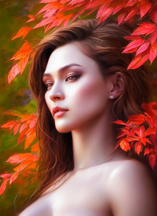 Image similar to photo of a gorgeous female in the style of stefan kostic, realistic, half body shot, sharp focus, 8 k high definition, insanely detailed, intricate, elegant, art by stanley lau and artgerm, extreme bokeh foliage, separation from background