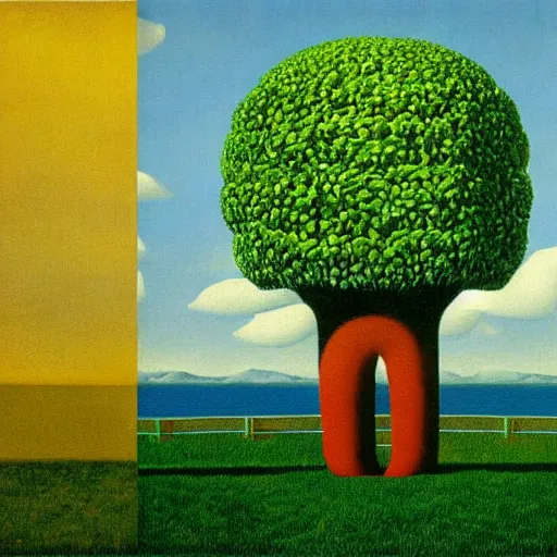 Prompt: fantasy nature by rene magritte