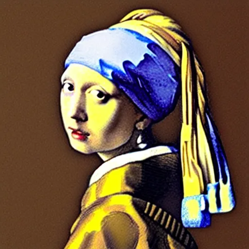 Image similar to trump with pearl earring, art by vermeer,