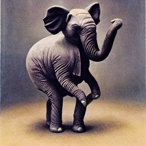 Prompt: an elephant wearing a tutu teaching ballet, giger