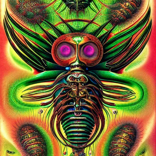 Image similar to alien insectoid by ernst haeckel, masterpiece, vivid, very detailed