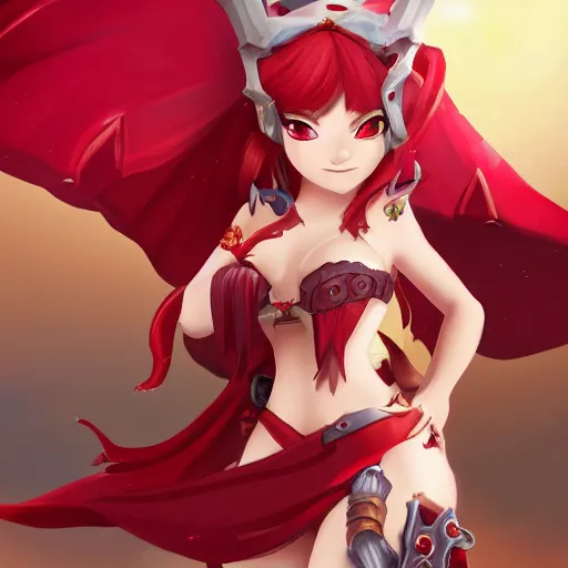 Image similar to natalie from epic battle fantasy, redhead, cartoony, priestess, red robes