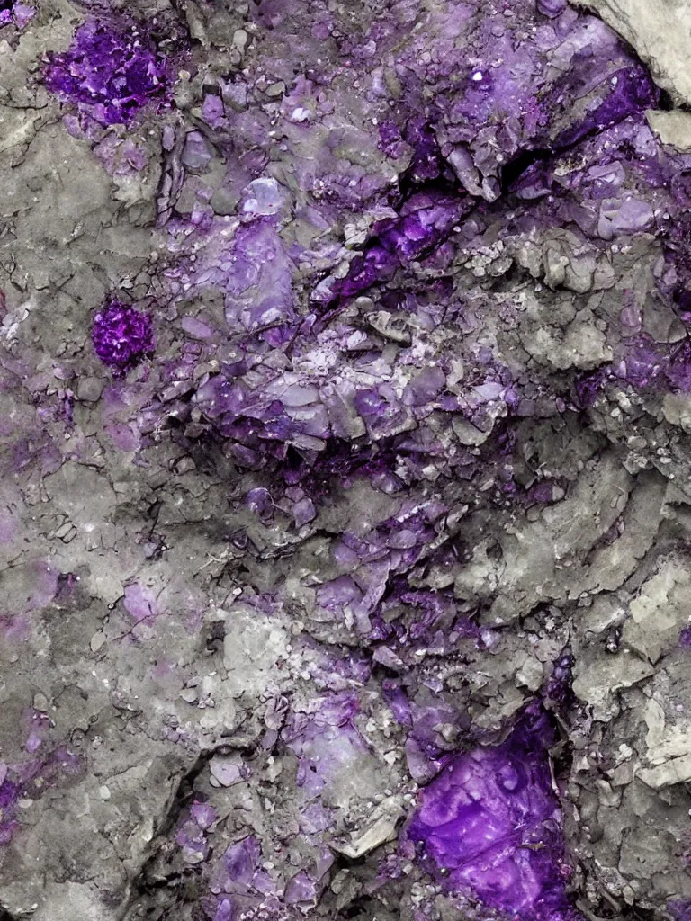 big purple sapphire crystal gems embedded, worn decay | Stable ...