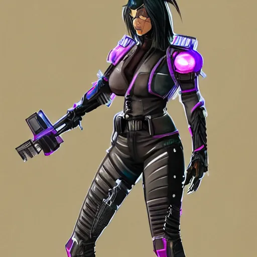 Image similar to character concept art of a cyber punk woman wielding a katana