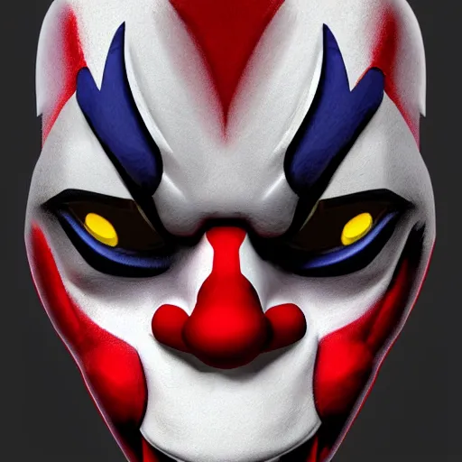 Image similar to creepy clown mask, payday the heist, concept art illustration