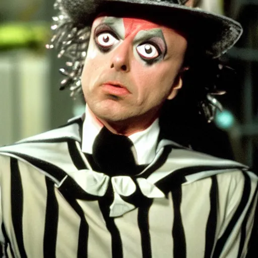 Prompt: Michael Keaton as Beetlejuice from the movie Beetlejuice