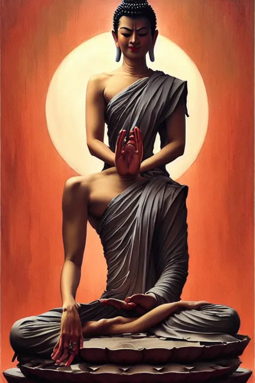 Prompt: buddhism, expressionnisme, painting by greg rutkowski, j. c. leyendecker, artgerm