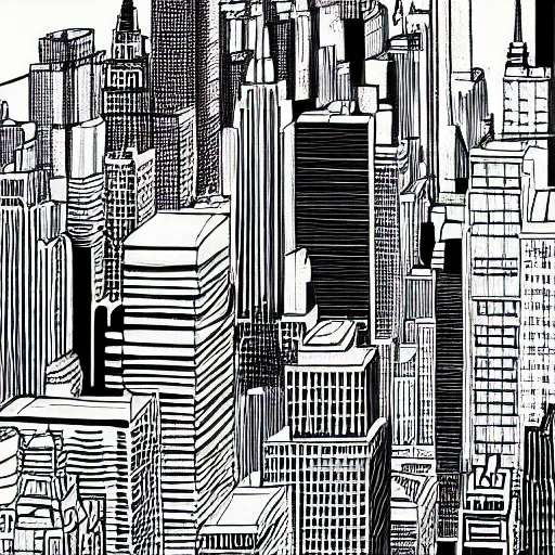 Prompt: a minimalist line art painting of new york city