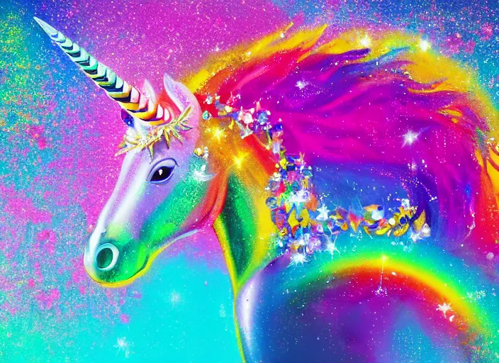 Rainbow Unicorn: Create a unicorn with a coat that is an explosion of  colors, with a horn that glitters like a prism. This unicorn could be -  AI Generated Artwork - NightCafe Creator