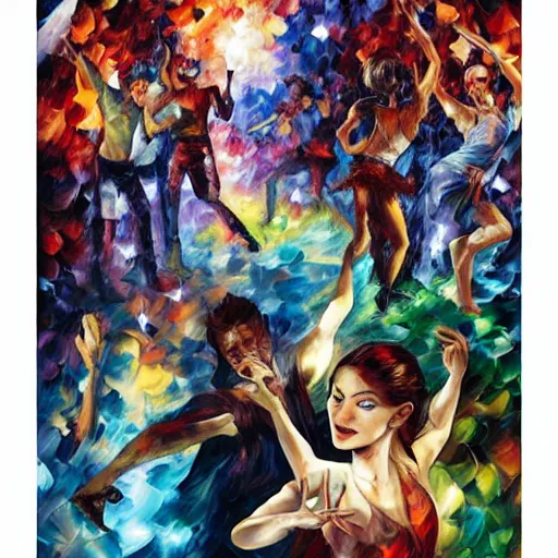 Image similar to rave dance party by arthur adams, charlie bowater, leonid afremov, chiho ashima, karol bak, david bates, tom chambers