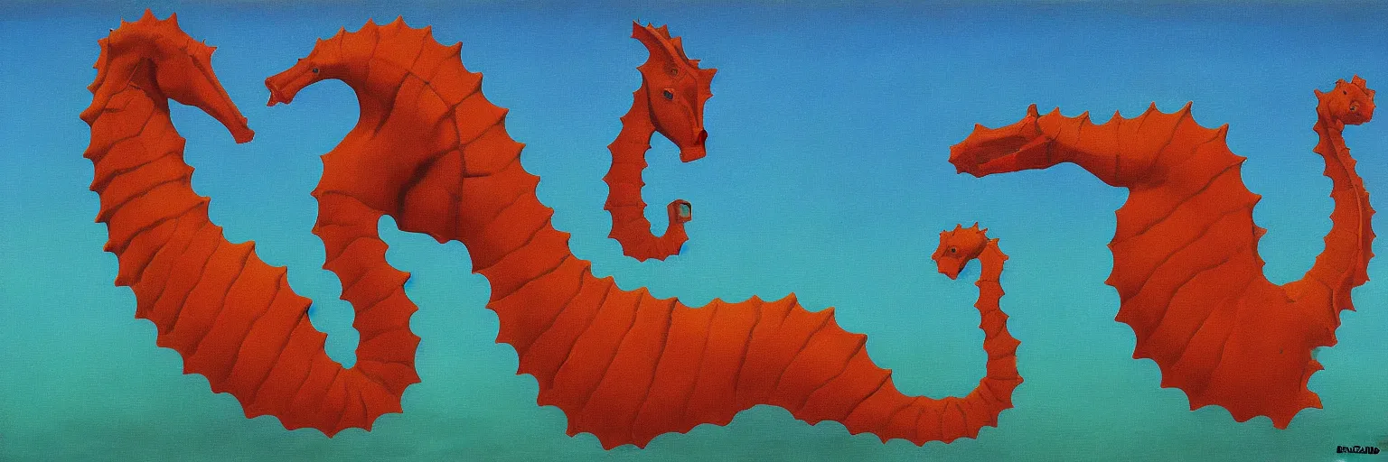 Prompt: sea horse painting magritte