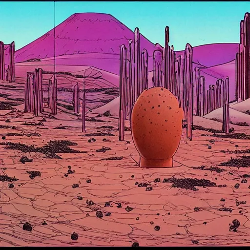 Image similar to a sci - fi desert, by moebius, as an european 8 0's comic