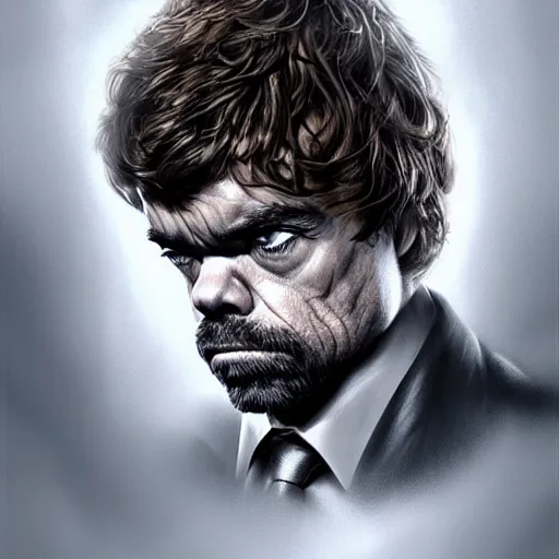 Prompt: peter dinklage as james bond, digital painting, extremely detailed, 4 k, intricate, brush strokes, mark arian, artgerm, bastien lecouffe - deharme