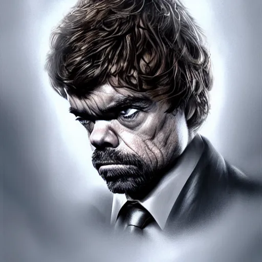 Image similar to peter dinklage as james bond, digital painting, extremely detailed, 4 k, intricate, brush strokes, mark arian, artgerm, bastien lecouffe - deharme